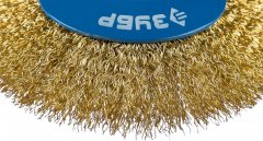 Щетка коническая для УШМ, витая латунированная стальная проволока 0.3мм, 125 мм, М14, ЗУБР Профессионал 35267-125_z02