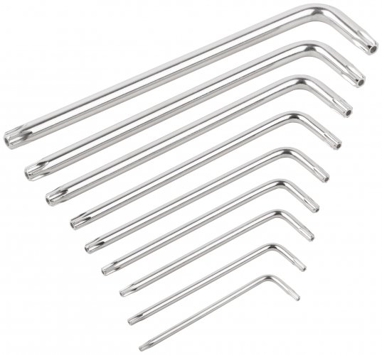 Набор ключей TORX T10-T50, пластиковый держатель, длинные, закаленные CrV, 9 шт.