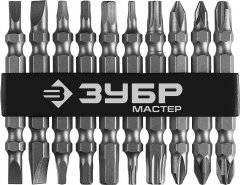 Набор бит МХ-10 Cr-V, двусторонние для шуруповерта ЗУБР 26089-H10