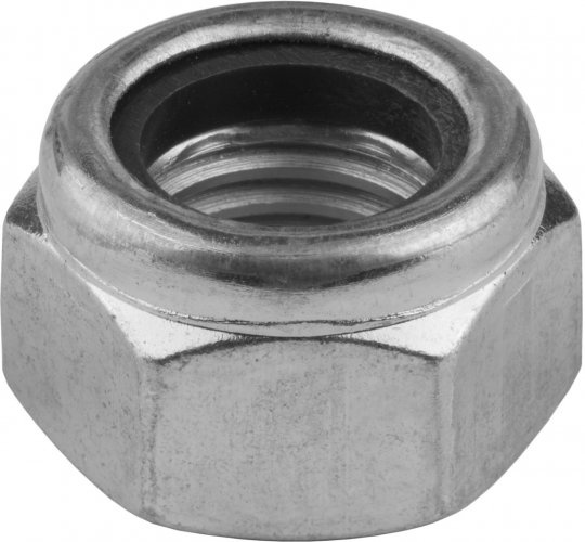 Гайка шестигранная, DIN 985, самостопорящаяся, с нейлоновым кольцом, M16, 100 шт, оцинкованная, KRAFTOOL, ( 303584-16 )