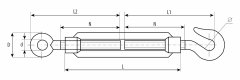 Талреп крюк-кольцо DIN 1480 4 шт. (М12; ТФ5) ЗУБР 4-304355-12