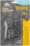 Набор закаленных ключей TORX на кольце Т9-Т40, CrV с чёрным фосфатным покрытием, 8 шт.