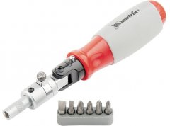 Отвертка реверсивная, поворотная головка, набор бит, CrV, 6 шт Matrix 11548