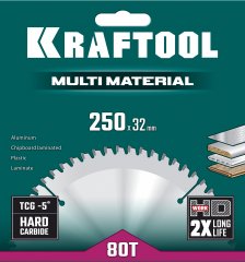 Диск пильный по алюминию Multi material 250x32 мм, 80Т KRAFTOOL 36953-250-32