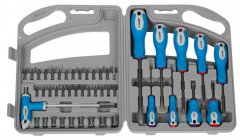 Набор ЗУБР Эксперт Отвертка с насадками битодержатель с Т-образной ручкой 125 мм Hex 1/4"- SQ1/4" в пластиковом боксе 46 предметов 25283-H46