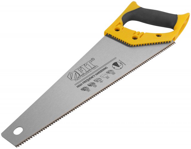 Ножовка по дереву, мелкий каленый зуб 13 ТPI, 3D заточка, пласт.прорезиненная ручка, 350 мм FIT 40473