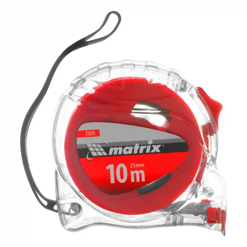Рулетка Crystal,10 м х 25 мм,корпус из поликарбоната MATRIX 31075