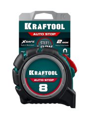 KRAFTOOL AutoStop 8м х 25мм, профессиональная рулетка с автостопом (3412-8-25)