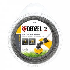Леска для триммера, двухкомпонентная квадрат 2 мм, 15 м Extra cord Denzel 96124