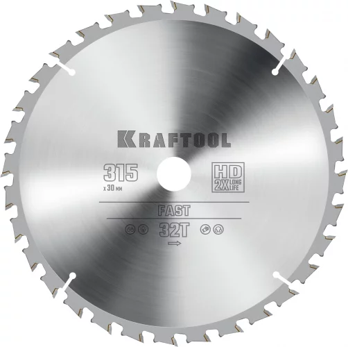 Диск пильный по дереву KRAFTOOL Fast 315x30 мм, 32Т 36950-315-30