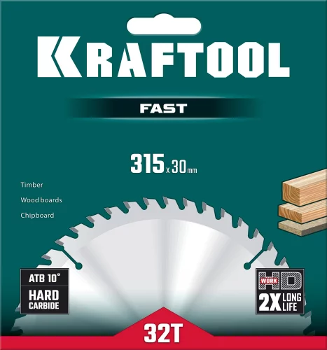 Диск пильный по дереву KRAFTOOL Fast 315x30 мм, 32Т 36950-315-30