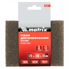 Губка для шлифования, 125 х 100 х 10 мм, мягкая, 3 шт, P 60/80, P 60/100, P 80/120 Matrix 75715