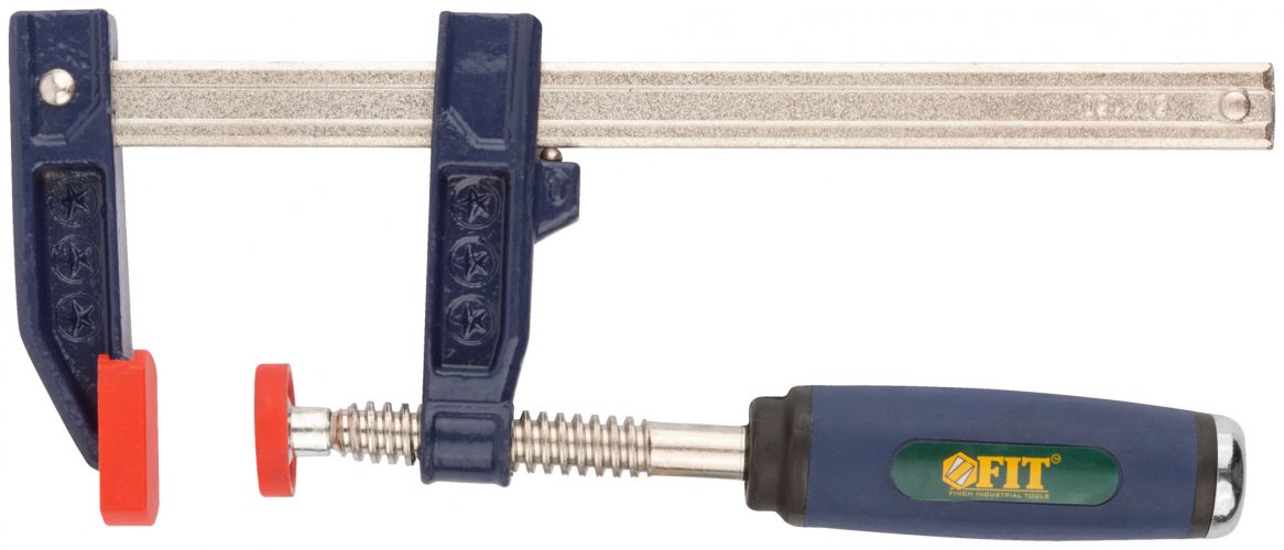 Струбцина тип "F" усиленная, мягкая ручка 50х150 мм FIT 59151