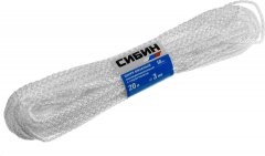 Вязаный полипропиленовый шнур с сердечником, белый, длина 20м, диаметр 3мм СИБИН 50253