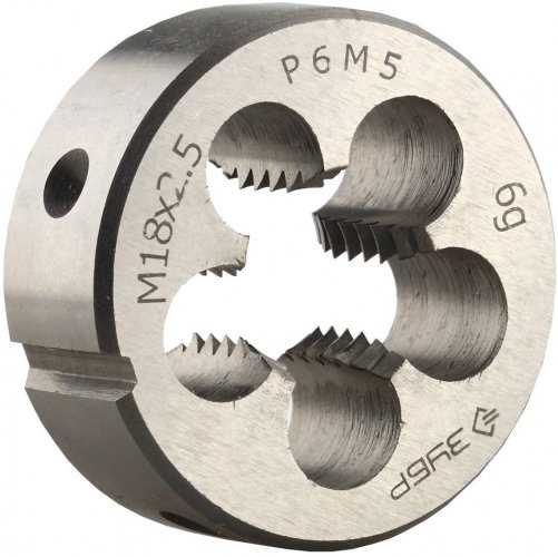 Круглая машинно-ручная плашка для нарезания метрической резьбы М18x2.5 ЗУБР ЭКСПЕРТ 4-28023-18-2.5