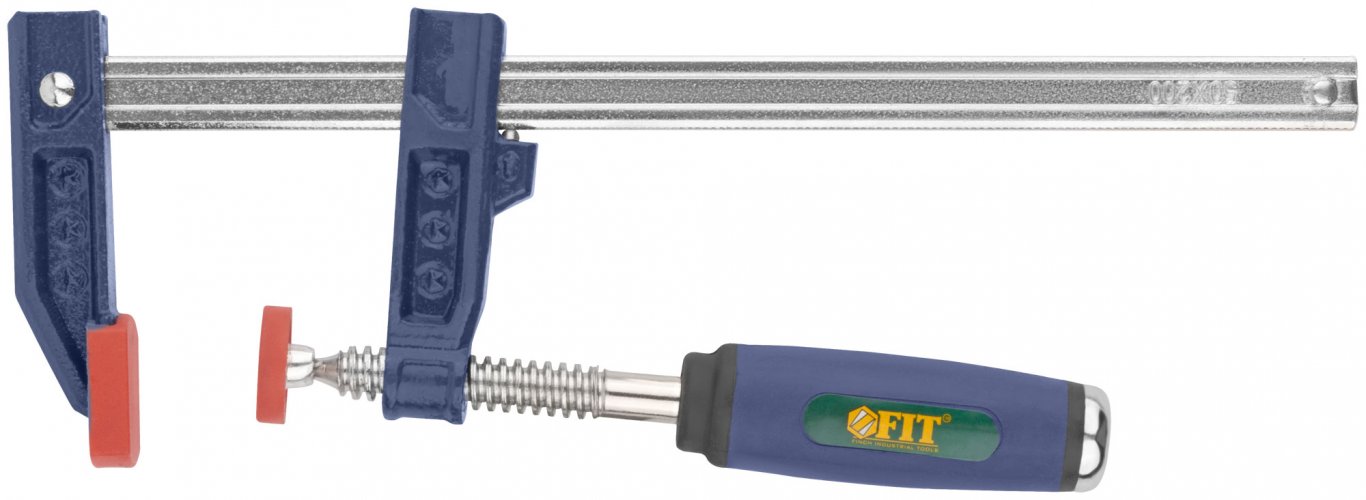 Струбцина тип "F" усиленная, мягкая ручка 50х200 мм FIT 59152