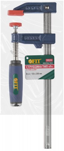 Струбцина тип "F" усиленная, мягкая ручка 50х200 мм FIT 59152