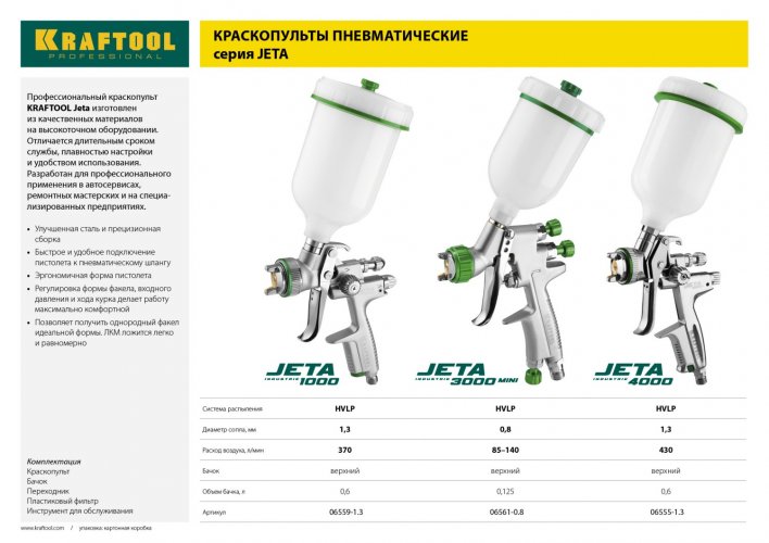 Пневматический краскопульт KRAFTOOL PRO Jeta 1000 06559-1.3