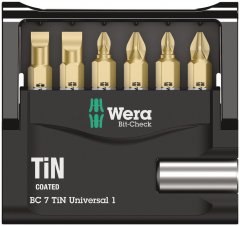 Набор бит Bit-Check 7 TiN Universal 1, 7 предм., WERA, ( WE-056285 )