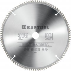 Диск пильный по алюминию KRAFTOOL Multi material 305x30 мм, 100Т 36953-305-30