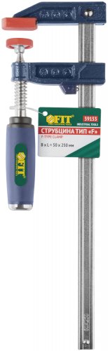 Струбцина тип "F" усиленная, мягкая ручка 50х250 мм FIT 59153