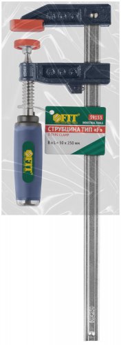 Струбцина тип "F" усиленная, мягкая ручка 50х250 мм FIT 59153