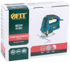 Лобзик  800 Вт; 0-3000 ход/мин; БзП; маятник; 100 мм; 3,15 кг; лазер; рез. накл.; коробка FIT 80359