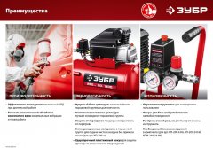 Безмасляный компрессор, 200 л/мин, 24 л, 1500 Вт, ЗУБР, КП-200-24 Н6