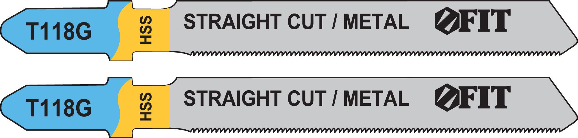 Полотна по металлу, HSS, фрезерованные, волнистые зубья, 76/51/0,8 мм (Т118G), 2 шт. FIT 40963