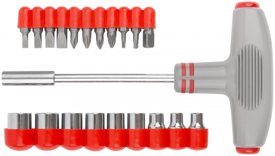 Отвертка Т-образная, 11 CrV бит и 9 головок FIT 56235