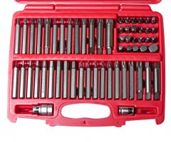 Набор бит 1/2" 3/8" HEX, TORX, SPLINE, RIBE 6-ти гранных 2 держателя 58 предметов в кейсе JTC-3509