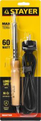 Паяльник STAYER с деревянной рукояткой и долговечным жалом MASTER MAXTerm 60 Вт клин 55310-60