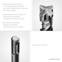 STAYER HERCULES-4Х 20x210 мм, SDS-plus бур (29290-210-20)