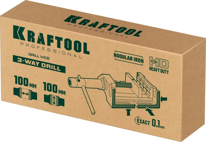 Станочные трехсторонние сверлильные тиски KRAFTOOL 100 мм 32716-100
