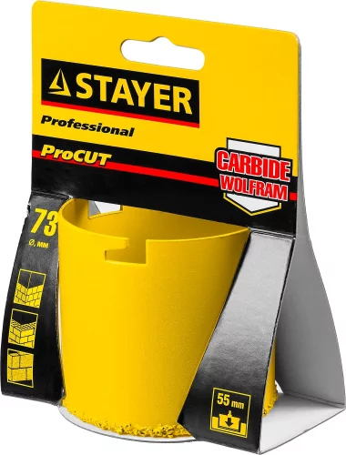 Коронка кольцевая с карбидно-вольфрамовой крошкой PROFESSIONAL 73 мм STAYER 33345-73