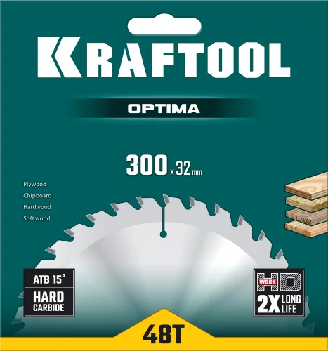 Диск пильный по дереву KRAFTOOL Optima 300x32 мм, 48Т 36951-300-32
