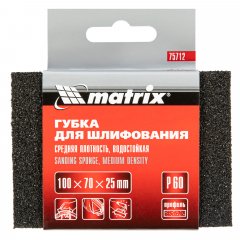 Губка для шлифования, 100 х 70 х 25 мм, средняя плотность, P 60 Matrix 75712