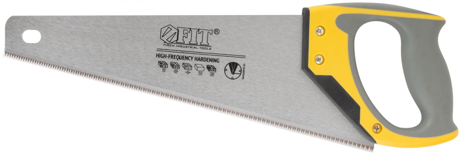 Ножовка по дереву, мелкий каленый зуб 12 ТPI, 3D заточка, 3К пласт.прорезиненная ручка, 350 мм FIT 40481