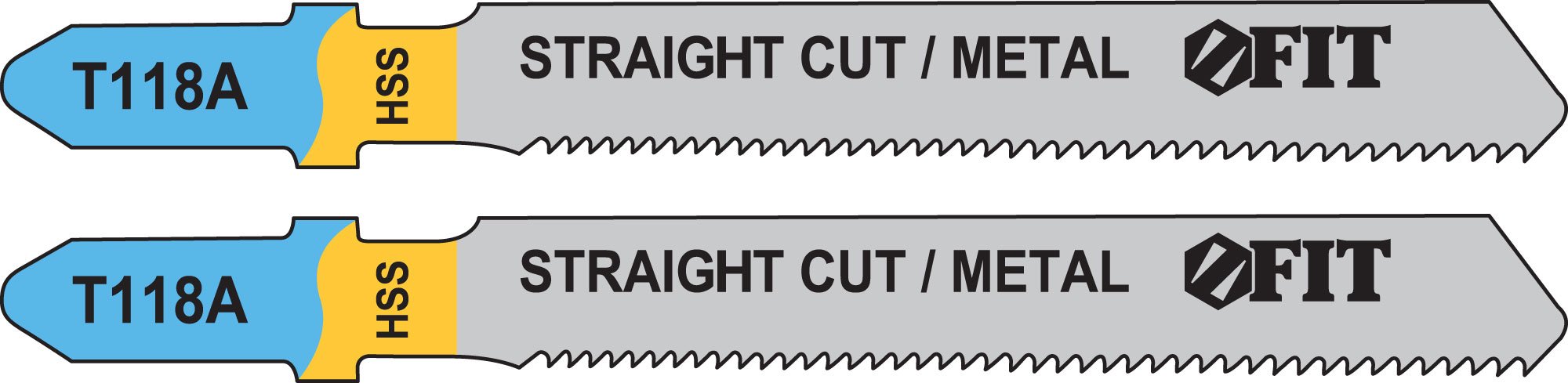 Полотна по металлу, HSS, фрезерованные, волнистые зубья, 76/51/1,2 мм (T118A), 2 шт. FIT 40964