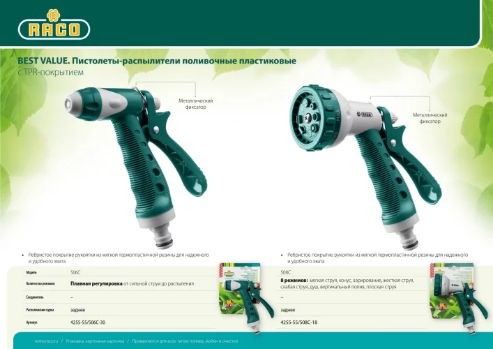 Пистолет-распылитель 8-позиционный RACO BEST VALUE 4255-55/508C-18