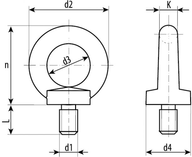 Рым-болт DIN 580 оцинкованный (М12; ТФ6) ЗУБР 4-304316-12
