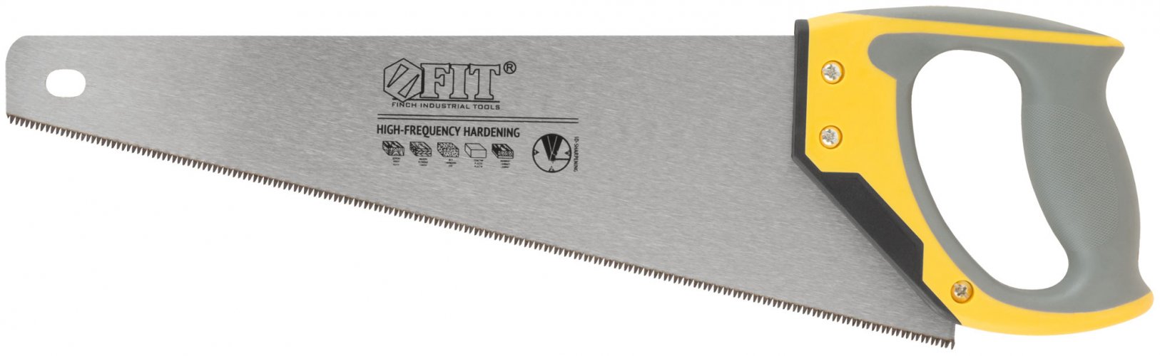 Ножовка по дереву, мелкий каленый зуб 12 ТPI, 3D заточка, 3К пласт.прорезиненная ручка, 400 мм FIT 40482