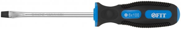 Отвертка "Универсал", CrV сталь, прорезиненная ручка 6х100 мм SL FIT 55144