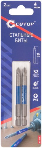 Биты стальные, 2 шт., PH2, 70 мм CUTOP 83-339