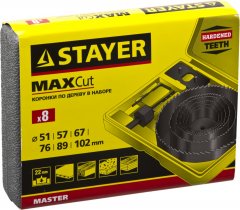 Набор кольцевых коронок по дереву MASTER (8 шт; 51-102 мм) STAYER 29600-H8