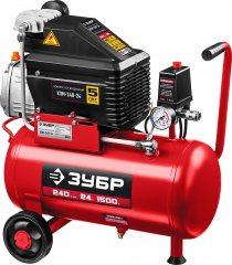 Воздушный масляный компрессор ЗУБР 240 л/мин, 24 л, 1500 Вт КПМ-240-24