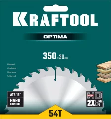 Диск пильный по дереву KRAFTOOL Optima 350x30 мм, 54Т 36951-350-30