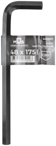 Ключ шестигранный 10 мм CrV, фосфатное покрытие, 48x175 мм