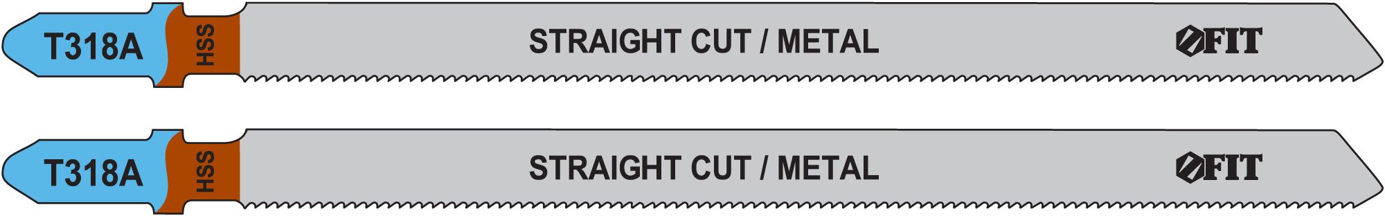 Полотна по металлу, HSS, фрезерованные, волнистые зубья, 132/106/1,2 мм (T318A), 2 шт. FIT 40966