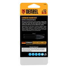 Борфреза по металлу твердосплавная, параболическая, тип-F, 12 мм Denzel 72044